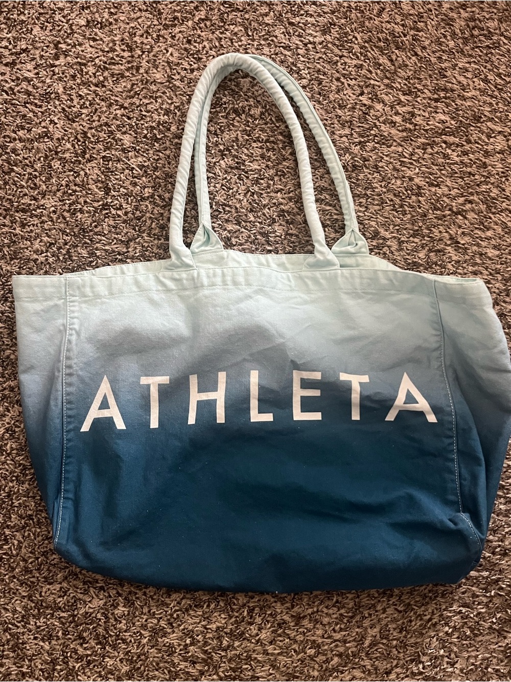 Athleta Ombre Teal-to-Navy Canvas Tote